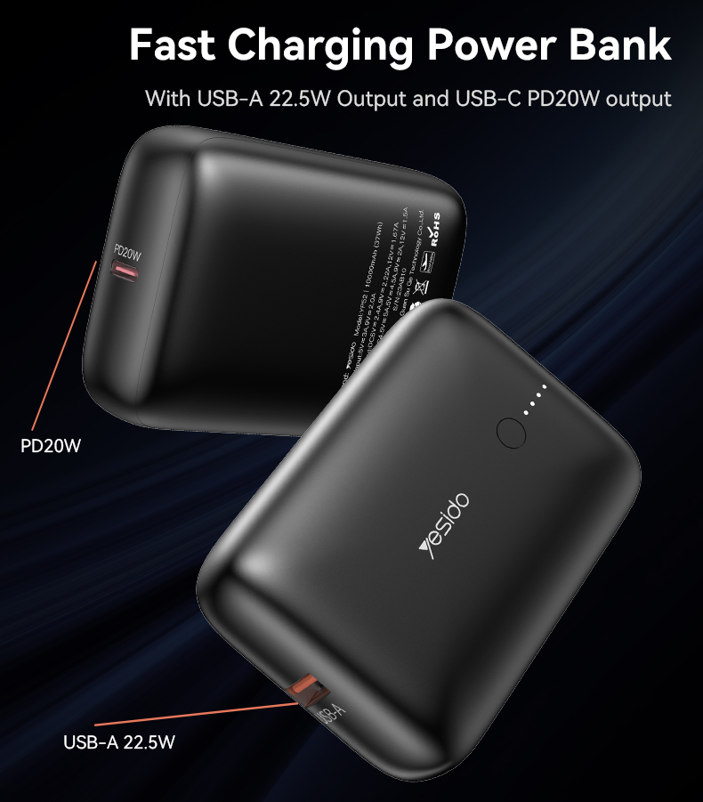 Yesido סוללת גיבוי Mini 10000mAh Power Bank (YP52)