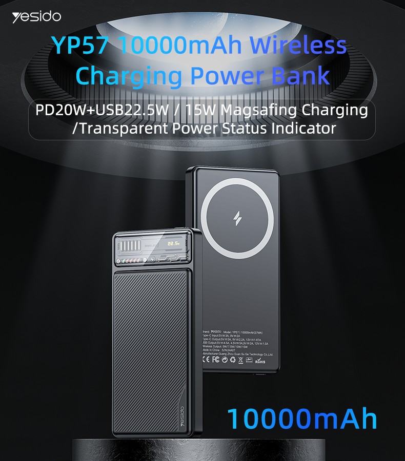 Yesido סוללת גיבוי Magnetic 10000mAh Power Bank (YP57)