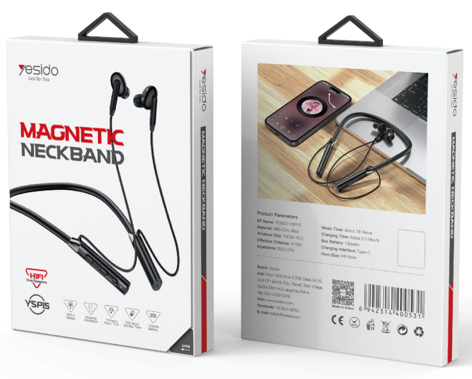 Yesido אוזניות בלוטות bluetooth earphone (YSP15)