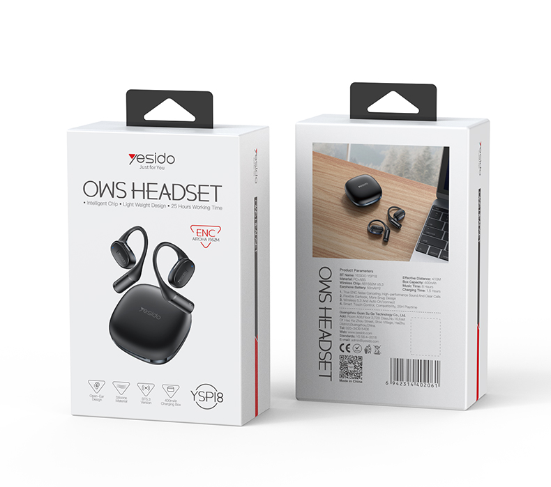 Yesido אוזניות בלוטות With ENS NoiseCancelling OWS Wireless earphone (YSP18)