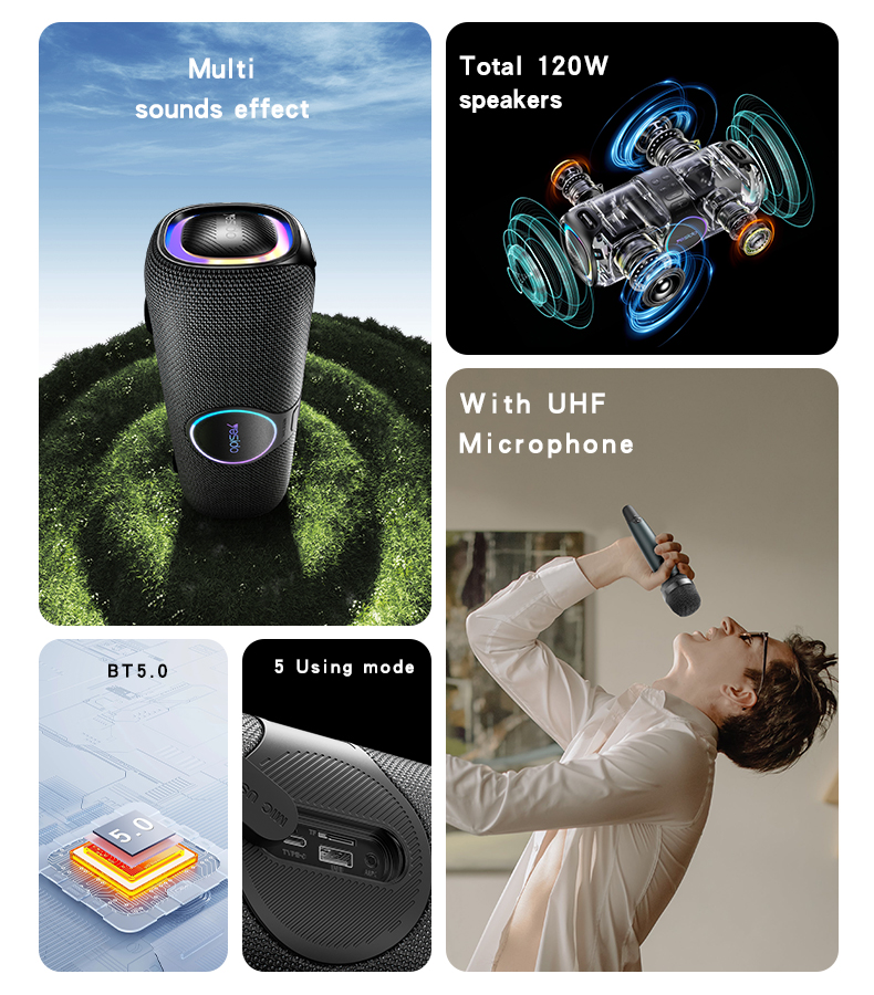 Yesido רמקול בלוטות 80W bluetooth speaker with Micphone (YSW21)